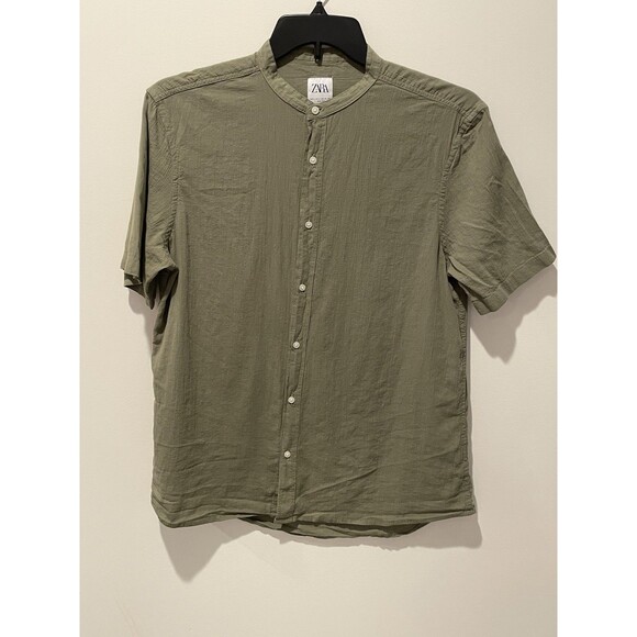Zara Green Button‎ Down Shirt Size Large - Picture 1 of 4